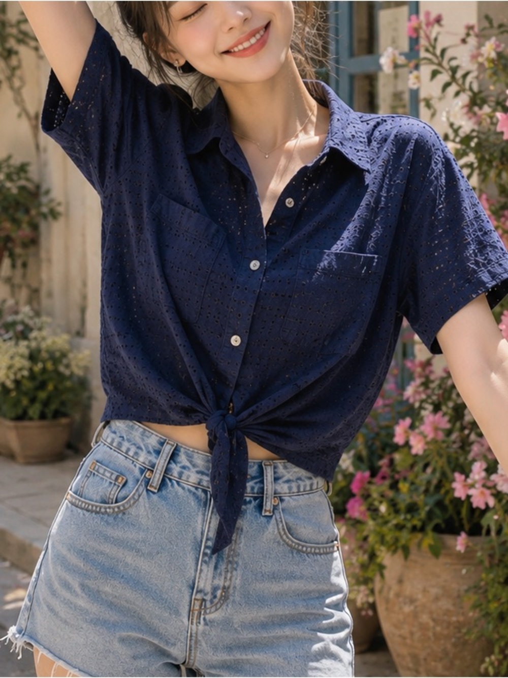 Madewell Eyelet Button Front Shirt - XS